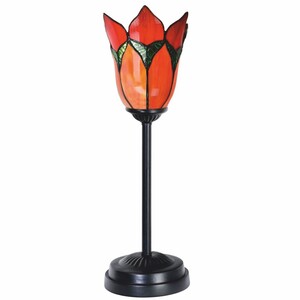 Casa Padrino Art Deco Tiffany Tischleuchte Blume Rot / Gr�n / Schwarz H. 46 cm