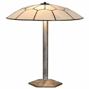 Casa Padrino Art Deco Tiffany Tischleuchte Wei� / Schwarz / Silber H. 48 cm - Tiffany Leuchten