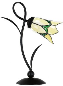 Casa Padrino Art Deco Tiffany Tischleuchte Schwarz / Gelb / Gr�n H. 40 cm - Tiffany Leuchten