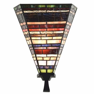 Casa Padrino Art Deco Tiffany Wandleuchte Bunt / Schwarz H. 30 cm - Tiffany Leuchten