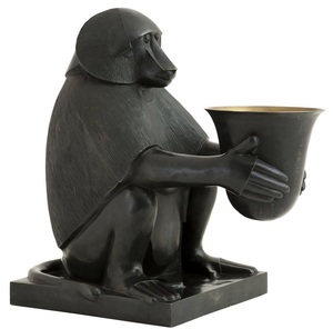 Casa Padrino Luxus Art Deco Bronze Tischleuchte Affe Pavian Bronzefarben / Gold 49 x 60 x H. 60 cm - Art Deco Wohnzimmer Lampe - Luxus Qualit�t