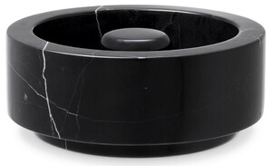 Casa Padrino Luxus Aschenbecher Schwarz  20 x H. 7,5 cm - Runder Marmor Aschenbecher - Deko Accessoires - Luxus Qualit�t