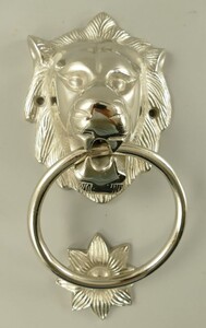 Casa Padrino Barock Aluminium Trklopfer Lwe Silber H. 28 cm - Barock Deko Accessoires