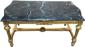 Casa Padrino Barock Antik Couchtisch Gold mit schwarzer Marmorplatte 103 x 56 x 47 cm  - Antik Look