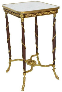 Casa Padrino Barock Beistelltisch Braun / Gold / Wei 45 x 45 x H. 78 cm - Handgefertigter Massivholz Tisch im Barockstil - Barock Wohnzimmer Mbel