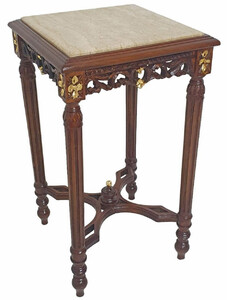 Casa Padrino Barock Beistelltisch Braun / Gold / Creme - Quadratischer Barockstil Massivholz Tisch mit Marmorplatte - Wohnzimmer M�bel im Barockstil - Barock M�bel