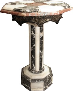 Casa Padrino Barock Marmor Beistelltisch mit Messing Verzierung - Marmor Tisch - Art Deco Neoklassisch M�bel