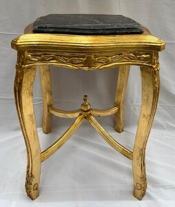 Casa Padrino Barock Beistelltisch Antik Gold / Schwarz - Handgefertigter Antik Stil Massivholz Tisch mit Marmorplatte - Antik Stil Mbel - Barock Mbel