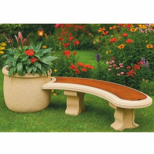 Casa Padrino Jugendstil Gartenbank mit Blumentopf Beige / Braun 217 cm - Made in Italy