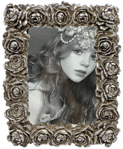 Casa Padrino Barock Bilderrahmen Antik Silber 13 x H. 18 cm - Prunkvoller Antik Stil Bilderrahmen - Wohnzimmer Deko - Schreibtisch Deko - Deko Accessoires im Barockstil