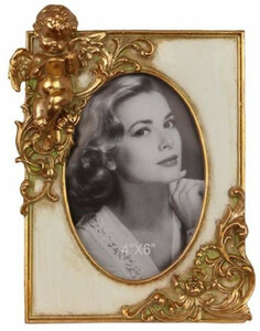 Casa Padrino Barock Bilderrahmen Creme / Gold 16,8 x H. 21,7 cm - Antik Stil Bilderrahmen - Wohnzimmer Deko - Schreibtisch Deko - Deko Accessoires im Barockstil