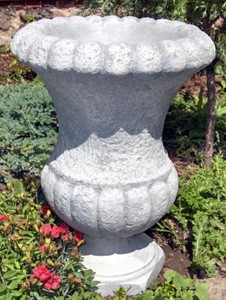 Casa Padrino Barock Blumentopf Grau  39 x H. 54 cm - Runder Prunkvoller Pflanzentopf im Barockstil