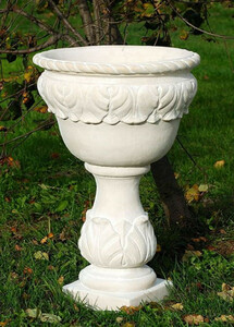 Casa Padrino Barock Blumentopf Wei�  53 x H. 80 cm - Runder Pflanzentopf im Barockstil - Barock Garten & Terrassen Deko