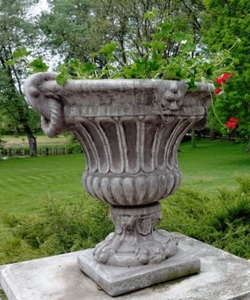 Casa Padrino Barock Blumentopf Grau  73 x H. 70 cm - Runder Prunkvoller Pflanzentopf im Barockstil - Blumenk�bel - Pflanzk�bel