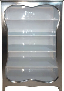 Casa Padrino Barock B�cherschrank Weiss / Silber 120 x H 185 cm B�cherregal Regal Schrank