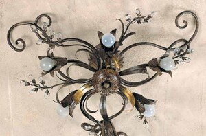 Casa Padrino Barock Deckenleuchte  70 x T. 22 cm 6-flammig - Handgefertigte Leuchte aus Italien - Barock Leuchten