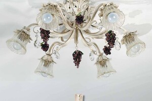 Casa Padrino Barock Deckenleuchte Antikwei�  65 x T. 25 cm 6-flammig - Handgefertigte Leuchte aus Italien - Barock Leuchten