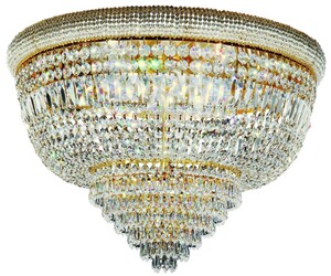 Casa Padrino Barock Kristall Deckenleuchte Messing / Gold  66 x H. 45 cm - Prunkvoller Decken Kronleuchter - Barock Leuchten