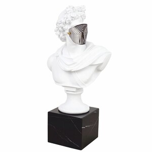 Casa Padrino Barock Deko B�ste R�mer mit Maske Wei� / Schwarz H. 63 cm