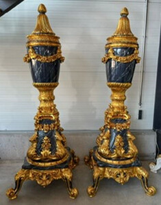 Casa Padrino Barock Deko Vasen Set Gold / Schwarz - Prunkvolle Massivholz Vasen - Barock Mbel - Barock Deko Accessoires - Edel & Prunkvoll