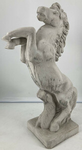 Casa Padrino Barock Deko Skulptur Wildes Pferd Grau 23 x 49 x H. 79 cm - Garten Deko Stein Figur - Barock Garten & Terrassen Deko Accessoires