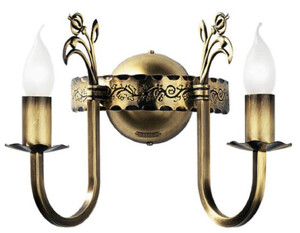 Casa Padrino Barock Doppel Wandleuchte Messing mit Patina 28 x 24 x H. 25 cm - Barockstil Metall Wandlampe - Barock Leuchten - Edel & Prunkvoll