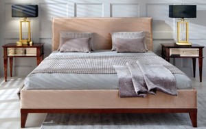 Casa Padrino Luxus Art Deco Doppelbett Beige / Braun 168 x 215 x H. 101 cm - Massivholz Bett - Art Deco Schlafzimmer Mbel