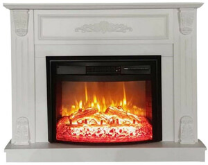 Casa Padrino Barock Elektrokamin Wei / Schwarz 117 x 31 x H. 94 cm - Wohnzimmer Deko Kamin mit Fernbedienung - Wohnzimmer Mbel im Barockstil - Barock Mbel - Barock Elektro Kamine