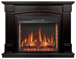 Casa Padrino Barock LED Elektrokamin Schwarz 114 x 34 x H. 90,3 cm