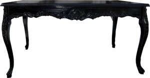 Casa Padrino Barock Esstisch mit Glasplatte Schwarz 160 cm - Barock Esszimmer M�bel
