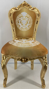 Casa Padrino Barock Esszimmer Stuhl Gold Muster / Gold - Handgefertigter Antik Stil Massivholz Stuhl - Barock Esszimmer Mbel