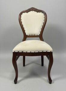 Casa Padrino Barock Esszimmerstuhl Creme / Braun H. 102 cm - Handgefertigter Stuhl mit Ziern�geln - Ausstellungsst�ck