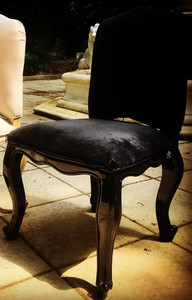 Casa Padrino Luxus Barock Esszimmer Stuhl Castle Schwarz 54 x 51 x H. 91 cm - Handgefertigter Kchenstuhl mit Messing Lwengriff - Barock Hotel & Restaurant Mbel