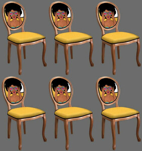 Casa Padrino Barock Esszimmerstuhl Set Gelb / Mehrfarbig / Braun - 6 Handgefertigte K�chen St�hle im Barockstil - Barock Esszimmer M�bel