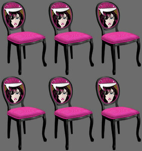 Casa Padrino Barock Esszimmerstuhl Set Lila / Mehrfarbig / Schwarz - 6 Handgefertigte Kchen Sthle im Barockstil - Barock Esszimmer Mbel