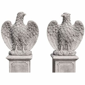 Casa Padrino Barock Garten Deko Adler Skulpturen Set Grau H. 76 cm - Made in Italy