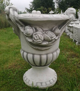 Casa Padrino Barock Garten Deko Blumentopf Grau H. 72 cm - Runder Pflanzentopf im Barockstil - Barock Garten Deko - Barock Terrassen Deko - Barock Deko Accessoires