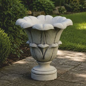 Casa Padrino Barock Garten Deko Blumentopf Grau H. 50 cm - Barockstil Pflanzentopf