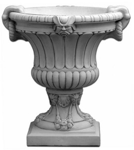 Casa Padrino Barock Garten Deko Blumentopf Grau 84 x 80 x H. 90 cm - Prunkvoller Pflanzentopf im Barockstil - Barock Garten Deko - Barock Terrassen Deko - Barock Deko Accessoires