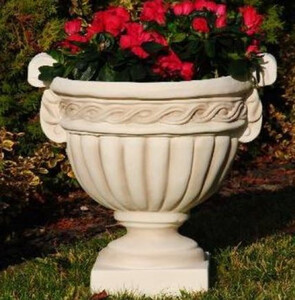 Casa Padrino Barock Garten Deko Blumentopf Sandfarben 44 x H. 44 cm - Prunkvoller Pflanzentopf im Barockstil - Barock Garten Deko - Barock Terrassen Deko - Barock Deko Accessoires