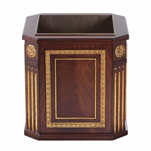 Casa Padrino Luxus Barock Blumentopf Dunkelbraun / Antik Gold 60 cm - Barock Deko Accessoires