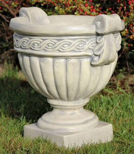 Casa Padrino Barock Garten Deko Blumentopf Grau 44 x H. 44 cm - Prunkvoller Pflanzentopf im Barockstil - Barock Garten Deko - Barock Terrassen Deko - Barock Deko Accessoires