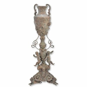 Casa Padrino Barock Bronze Vase auf St�nder Antik Grau H. 154 cm - Barock Deko
