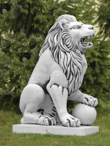 Casa Padrino Barock Garten Deko Skulptur L�we Grau H. 128 cm - Linke Seite