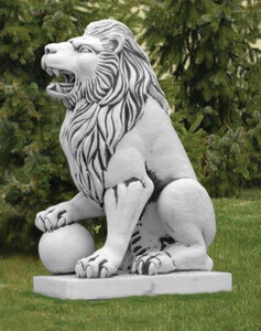 Casa Padrino Barock Garten Deko Skulptur L�we Grau H. 128 cm - Rechte Seite