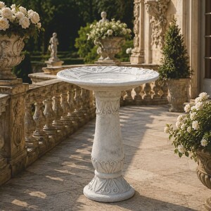 Casa Padrino Barock Garten Deko Vogeltr�nke Grau  56 x H. 73 cm - Garten Accessoires