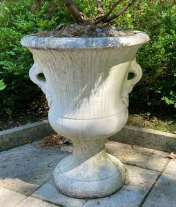 Casa Padrino Barock Garten Deko Blumentopf Wei�  54 x H. 77 cm - Prunkvoller Pflanzentopf im Barockstil - Barock Garten & Terrassen Deko Accessoires