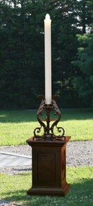 Casa Padrino Barock Gartenleuchte Rost / Wei� H. 219,5 cm - Barockstil Au�enstehleuchte