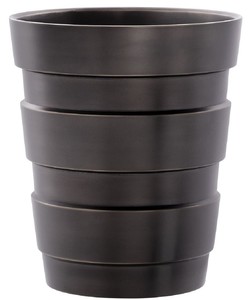 Casa Padrino Luxus Deko Messing Vase Bronzefarben  19,5 x H. 22,5 cm - Moderne runde Blumenvase im Industrie Design - Luxus Qualit�t