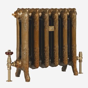 Casa Padrino Barock Gusseisen Heizk�rper Braun / Messing 50 cm - Vintage Heizung